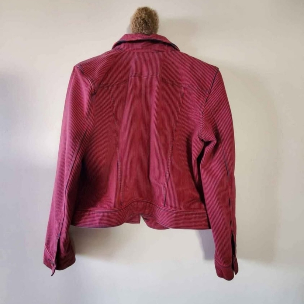 Red Striped Womens Jacket - Picture 3 of 4